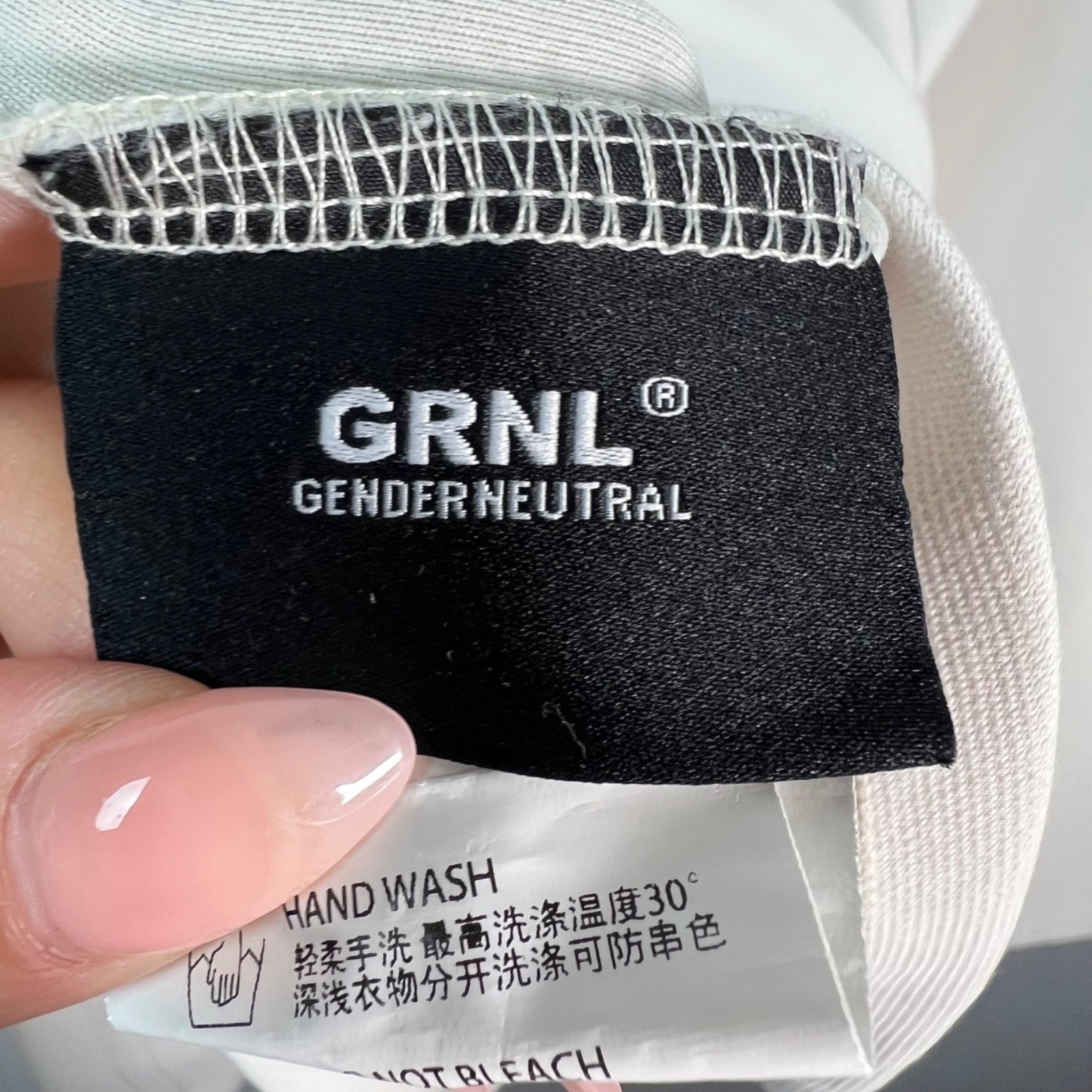 GRNL Gender-Neutral Size Medium Cream Henley Long Sleeve Shirt Cotton Blend