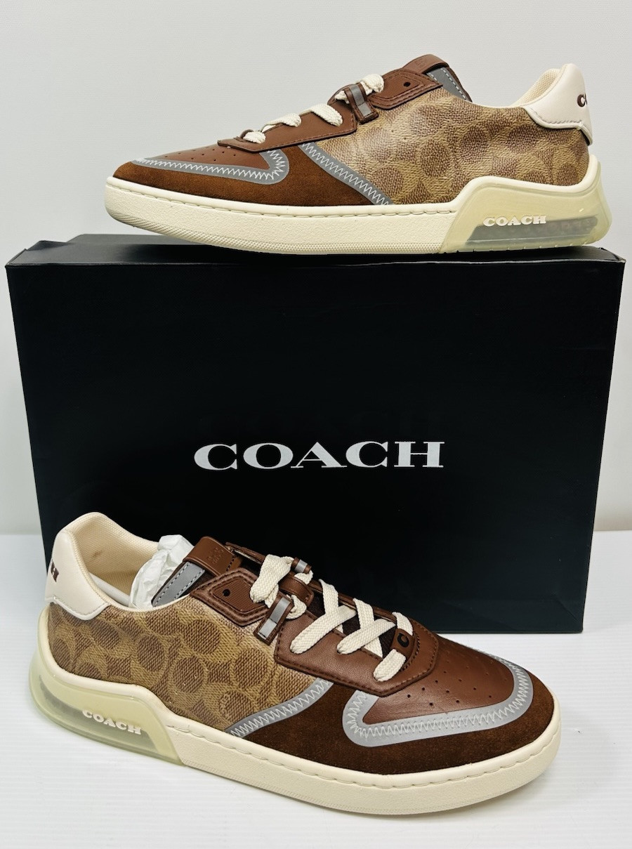 Coach Men’s Citysole Court Sneaker Brown CC Monogram Size 10