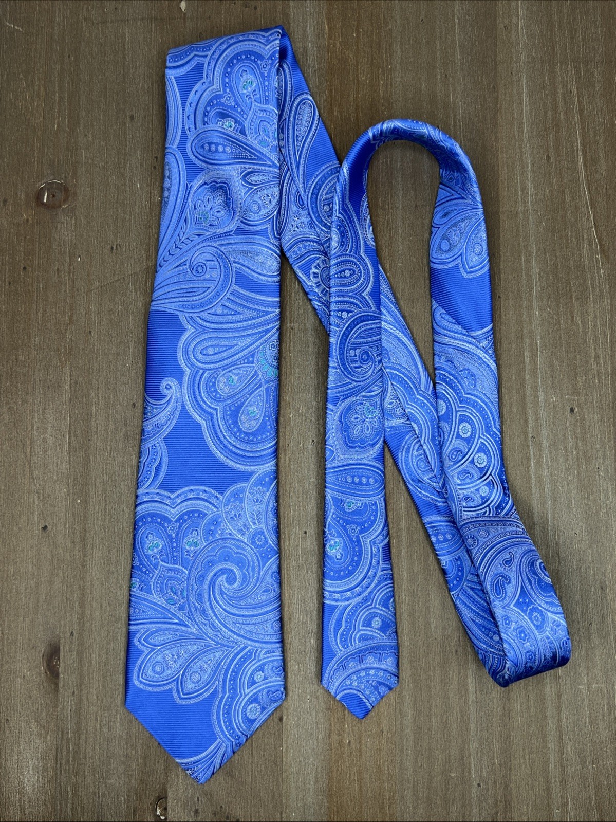DANIEL CREMIEUX Silk Tie Designer Paisley Blue W3.25xL58 Made in USA Luxury