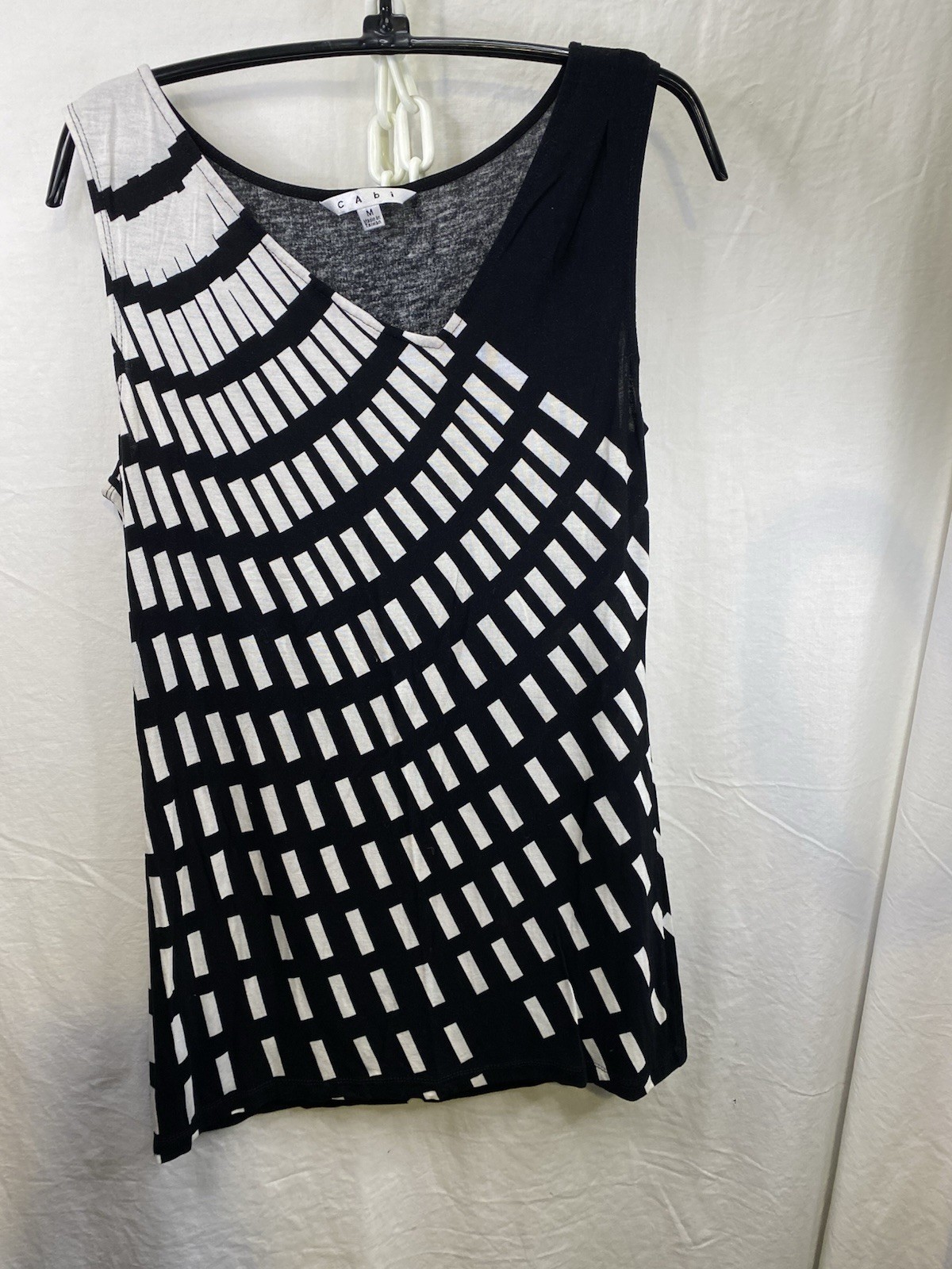 CAbi Women’s Radiant Tank #356 Black White Org. $64 Rayon/Spandex Stretch