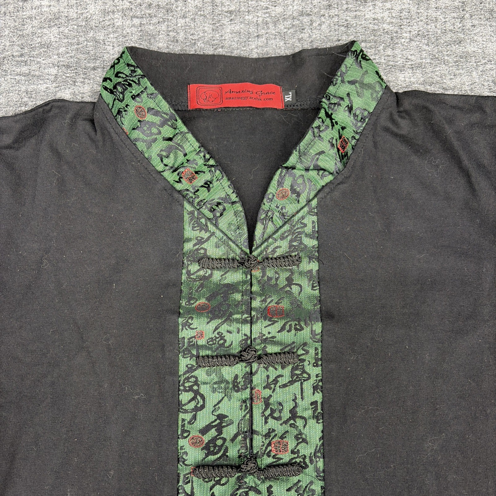 Amazing Grace Chinese Shirt – Adult size XLarge – Mandarin Collar Braid-Button