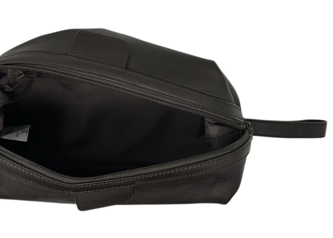 Genuine Leather Dopp & Toiletry Kit DkBrown Hangable NEW Eddie Bauer