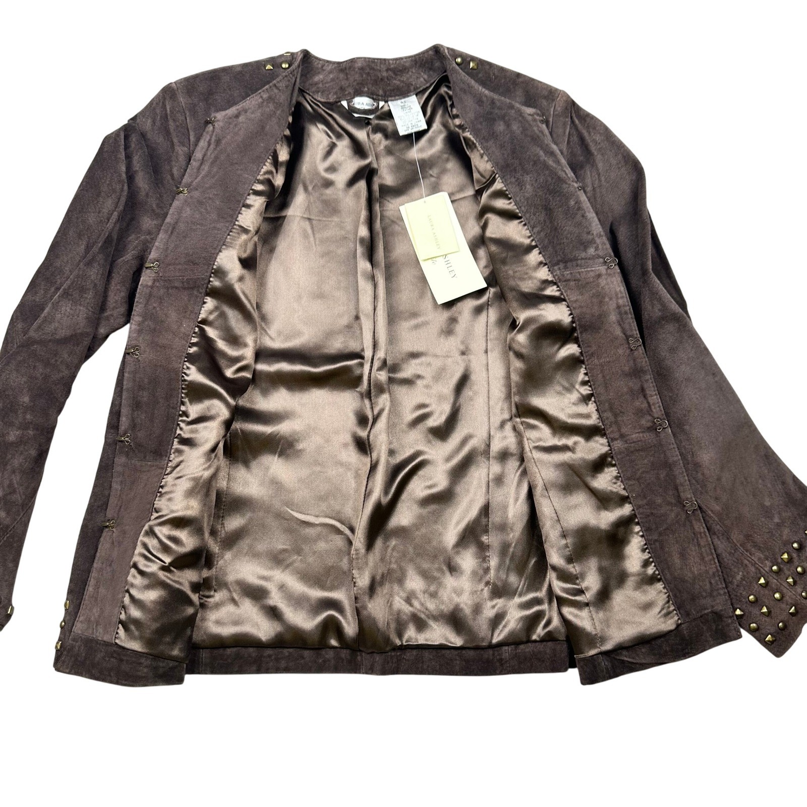Brown Genuine Suede Studded Jacket Petite Small Statement Jacket