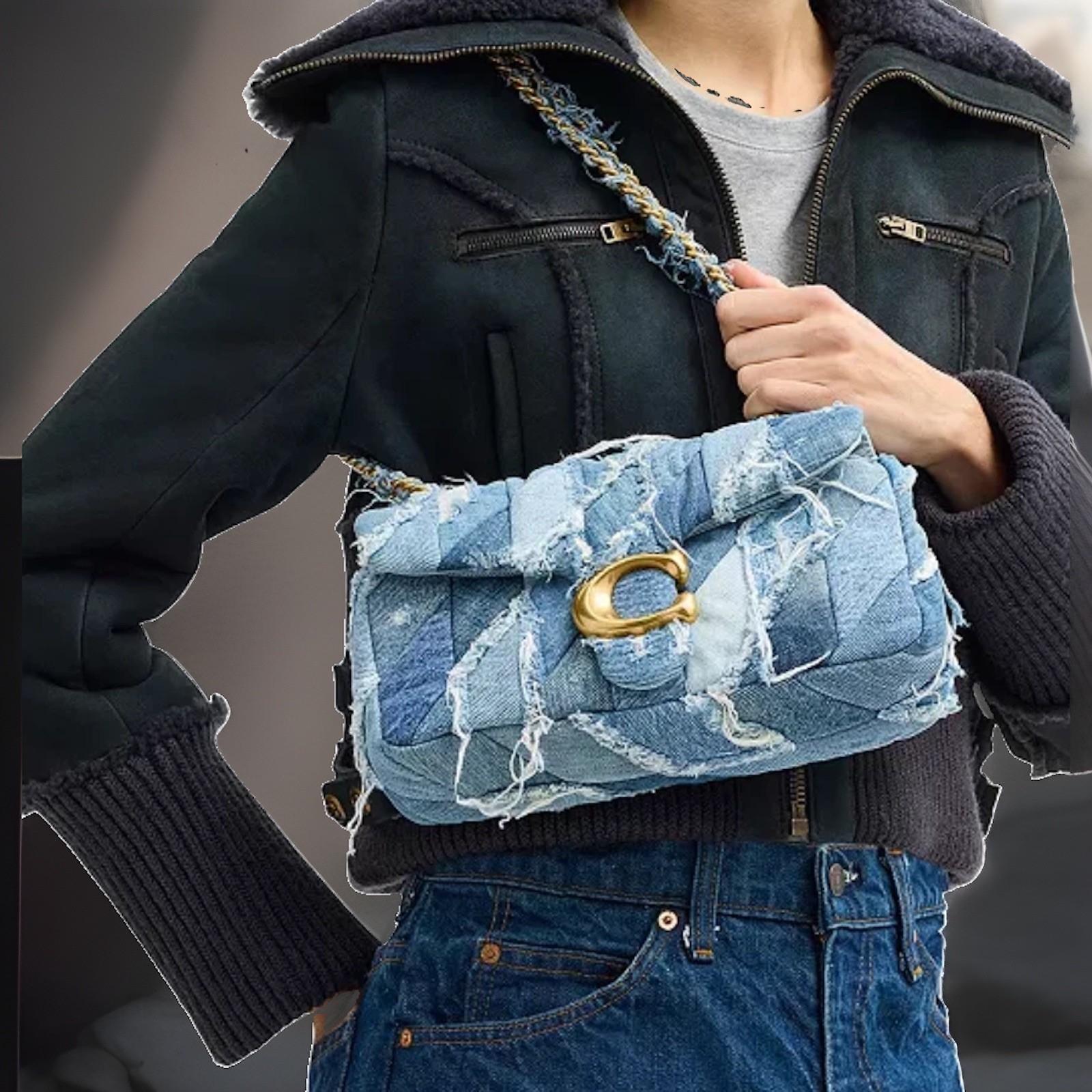 AUTH NWT $695 COACH Tabby 26 Repurposed Denim Patchwork Quilted Shoulder Bag