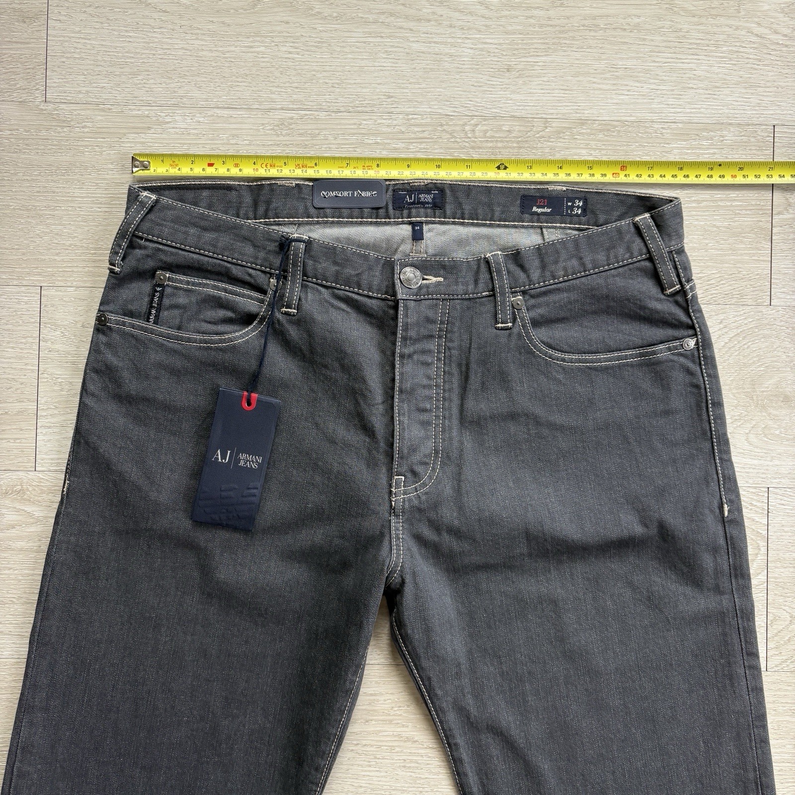 BNWT Emporio Armani Jeans J21 Regular Fit Stretch Denim W34 L34 Grey Mens