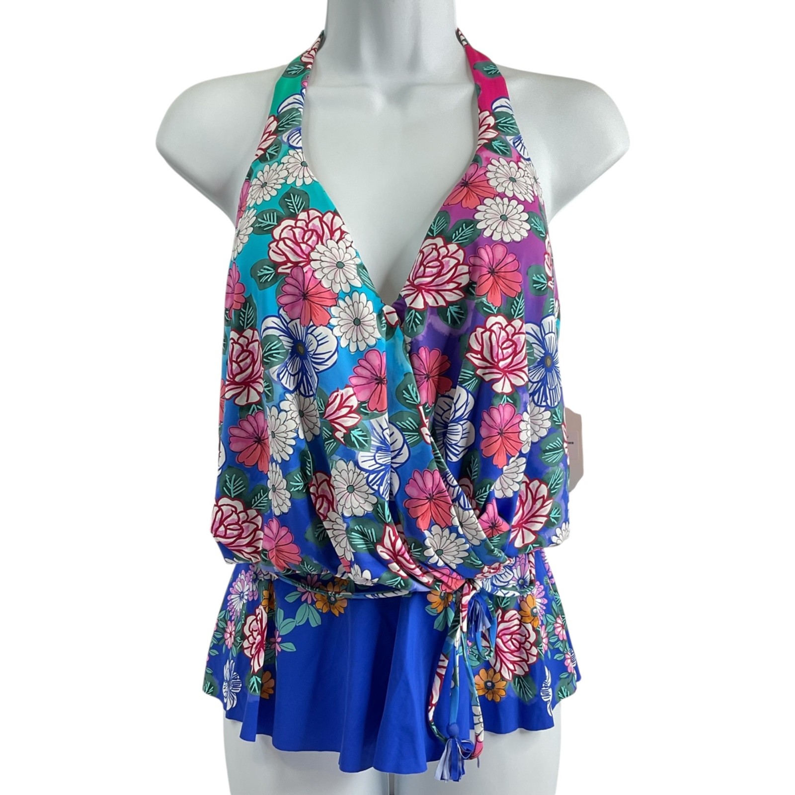 Johnny Was Swimsuit Womens Sz S Color Blast Tankini Top CSW8223-J Nwt $298