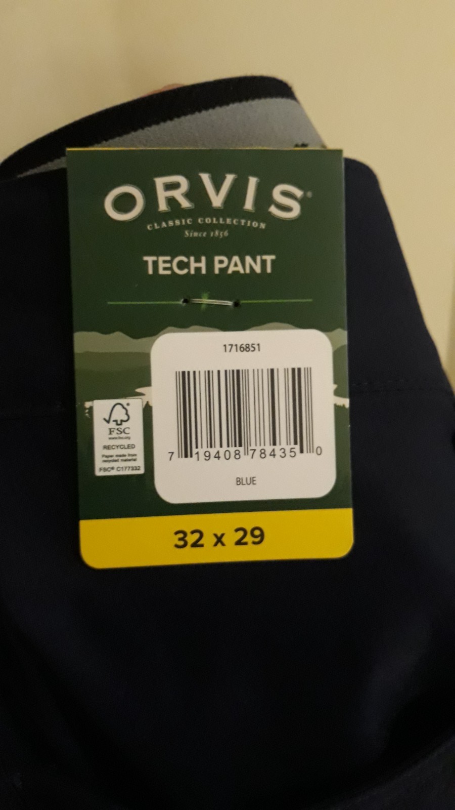 Orvis New Tech pants mens 32×29 blue nylon stretch