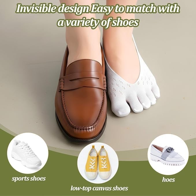 6 Pairs Toe Socks for Bunion Low Cut Five Finger Non-Slip Yoga Socks