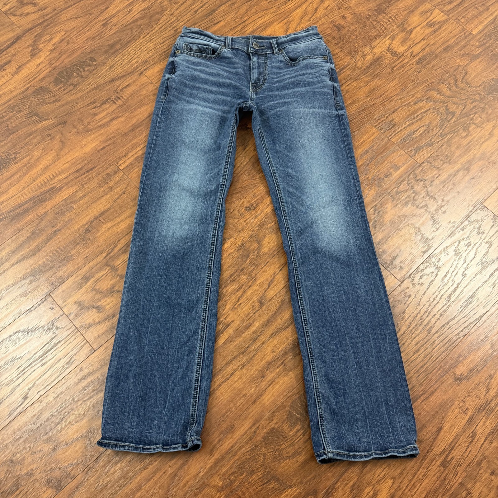 BKE Jeans Mens 28 Boot Cut Slim Fit Low Rise Dark Wash Stretch Denim Aiden