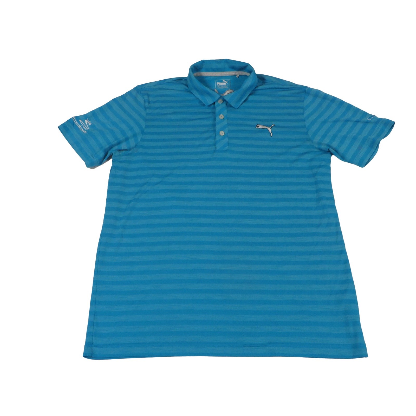 PUMA Cobra Embroidered Performance Stretch Striped Golf Polo Shirt Men’s Medium