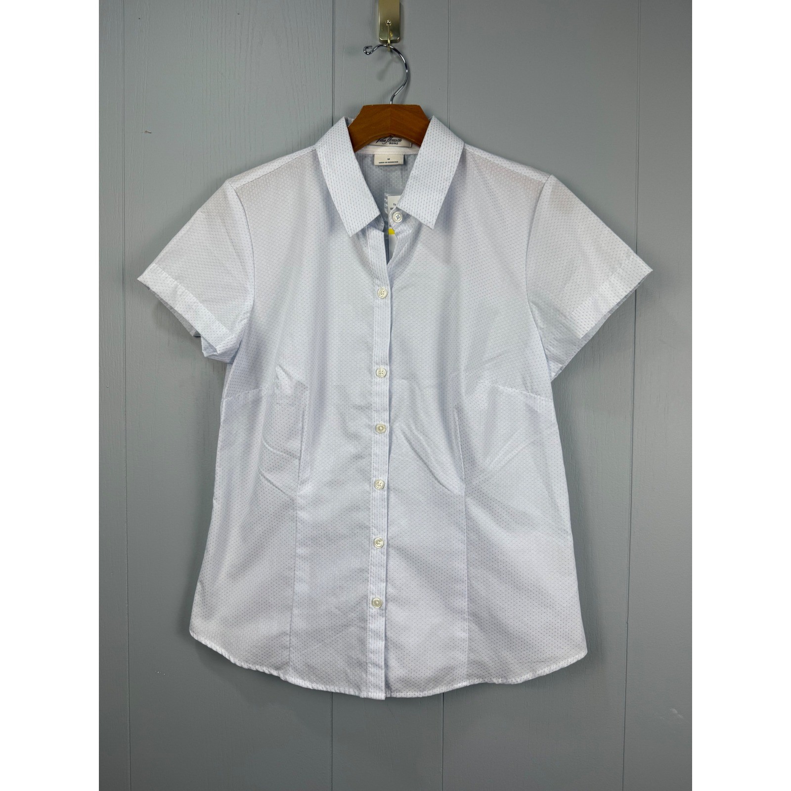 Van Heusen Originals Womens Blue White Pattern Button Down Shirt Size M New