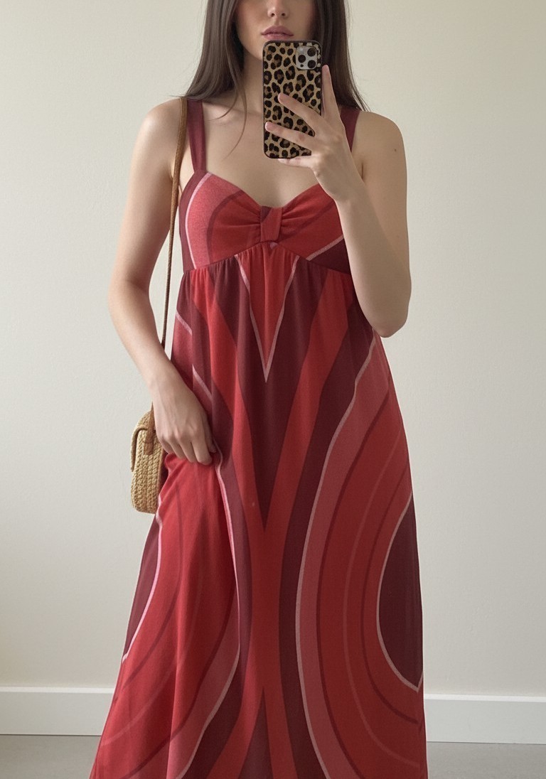 PIN-UP STARS Cruise Luxury Maxi Beach Dress Made in Italy Retro 70s Mesh IT 42 M