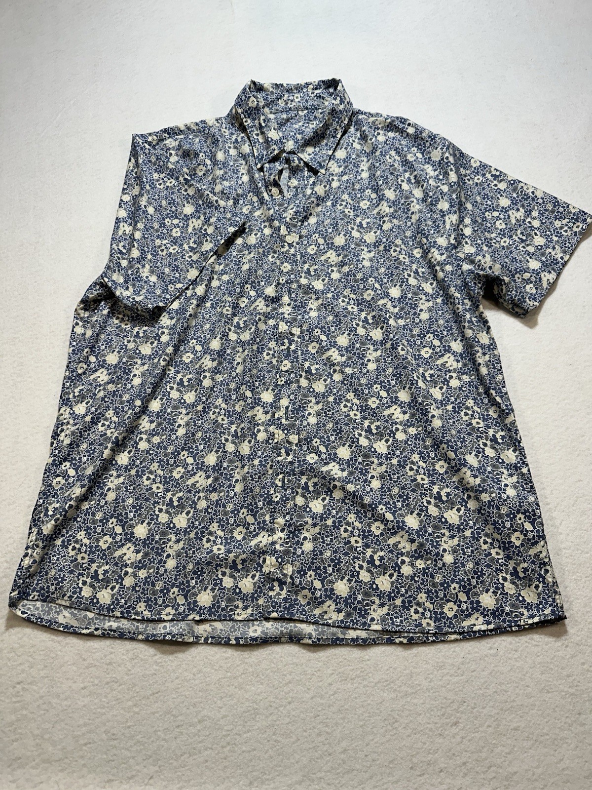 Abercrombie & Fitch Shirt Mens XL Blue Floral Short Sleeve Button Up Stretch