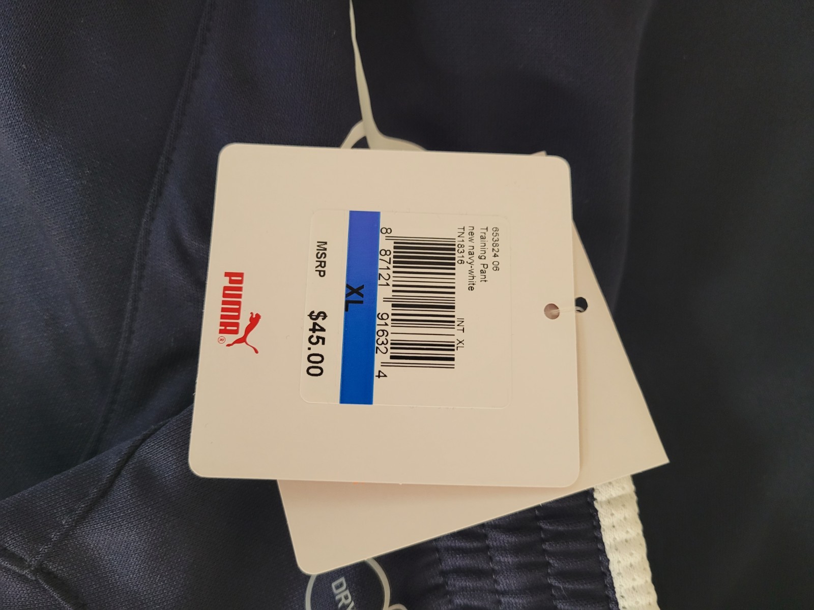 Puma Mens Training Pants Navy White XL