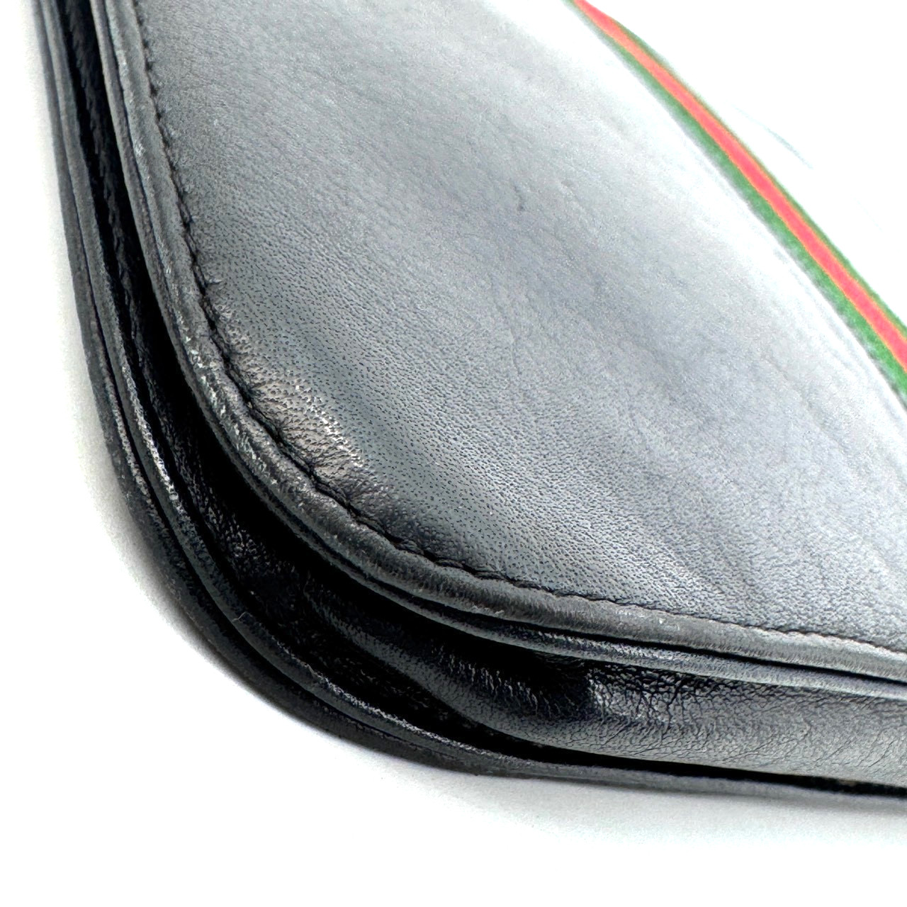 Vintage Gucci Sherry Line Clutch Bag Pouch Black Leather Authentic From Japan