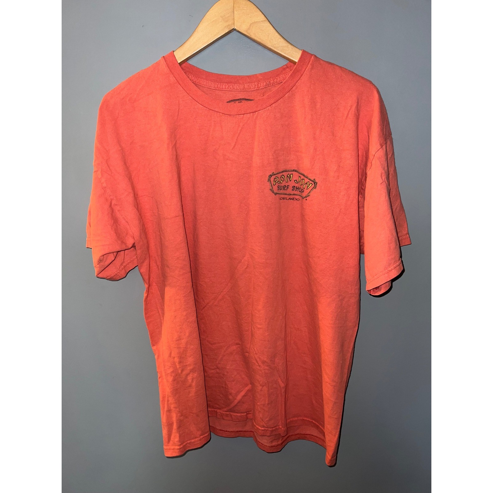 Ron Jon Surf Shop Orlando Graphic T-Shirt Coral Orange Tropical Birds Mens L