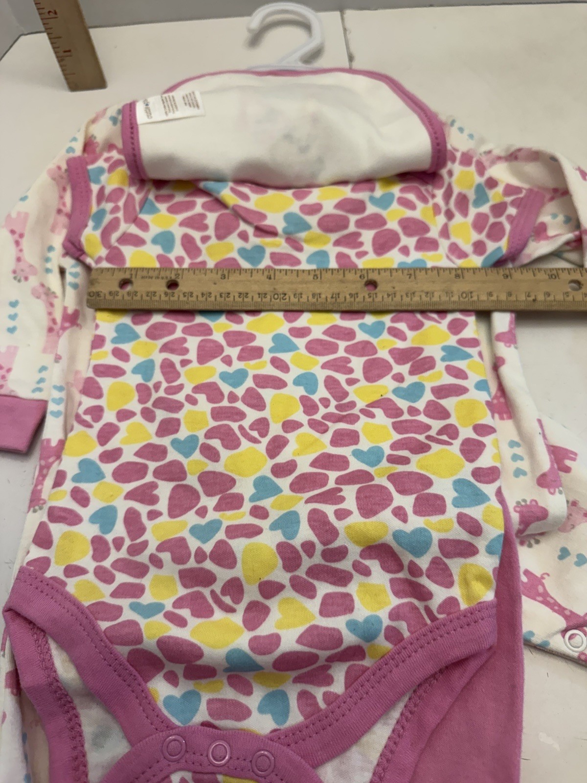 Cutie Pie 4 pc Baby Girl Giraffe 6-9 Months, Sleeper, Bodysuit, Pants & Bib, New