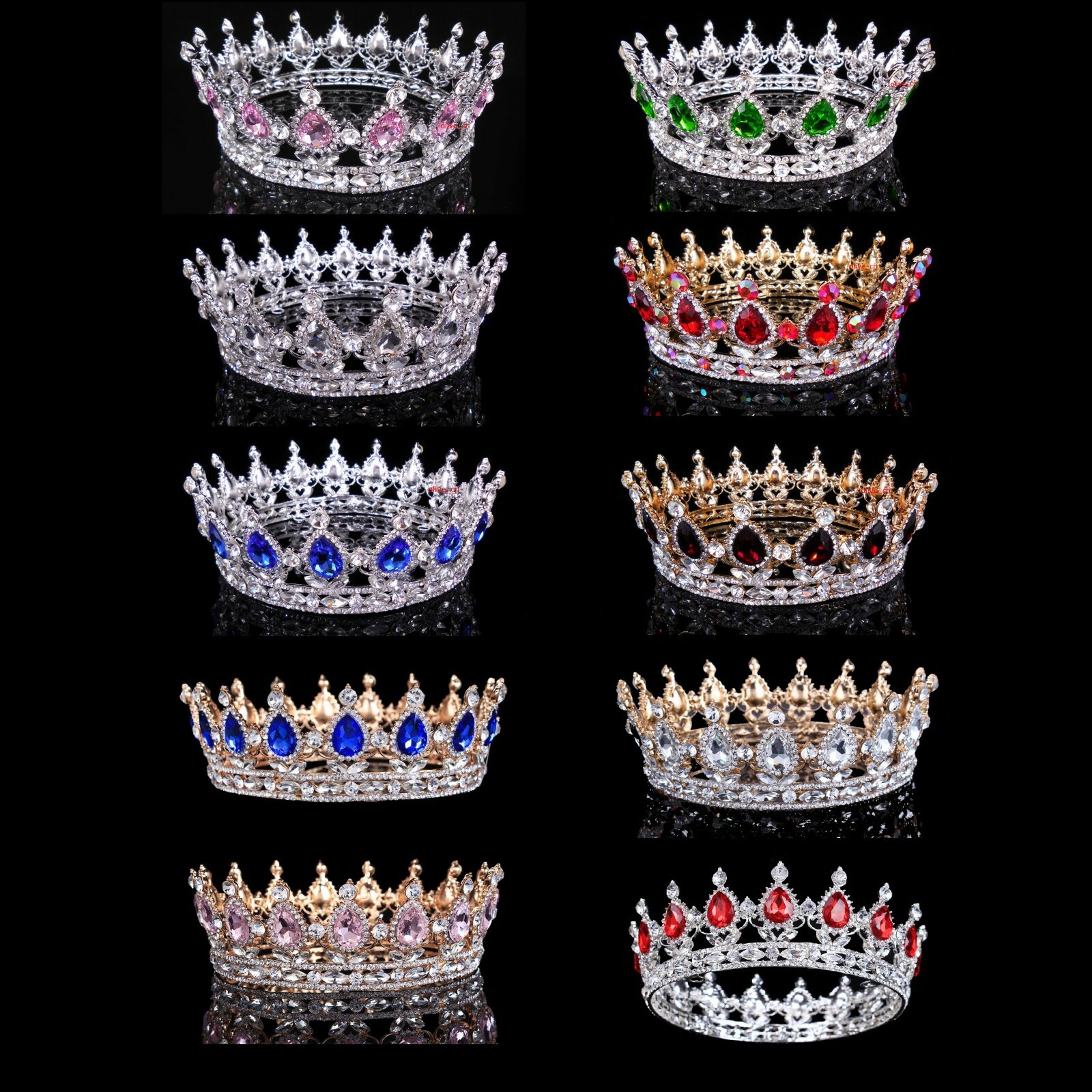 5cm Tall Princess Queen Round Crown Wedding 24 Colors 13cm Diameter For Women