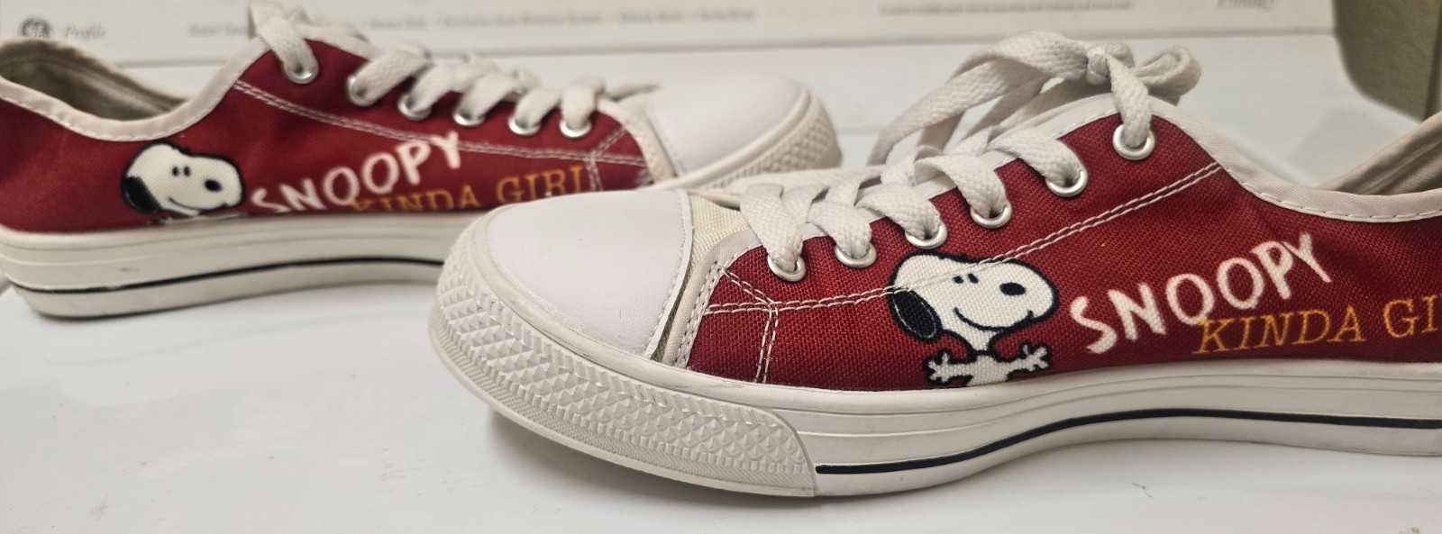 “Snoopy Kinda Girl,” Sneakers – Red with UNIQUE design