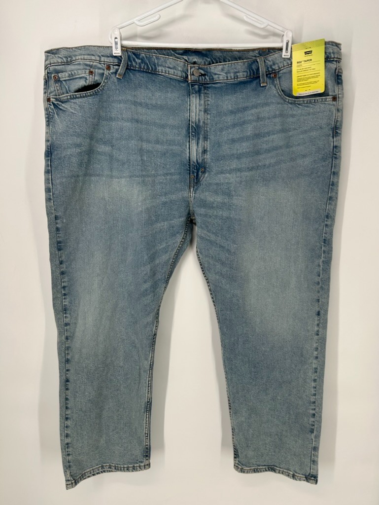 Levis Jeans Mens 56×28 Blue Denim 502 Taper Stretch Flex Eco Performance