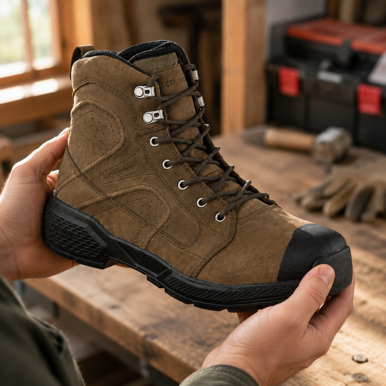 Red Wing Exos Lite Men 10.5 E2 2454 Brown Leather Waterproof Safety Toe Boot