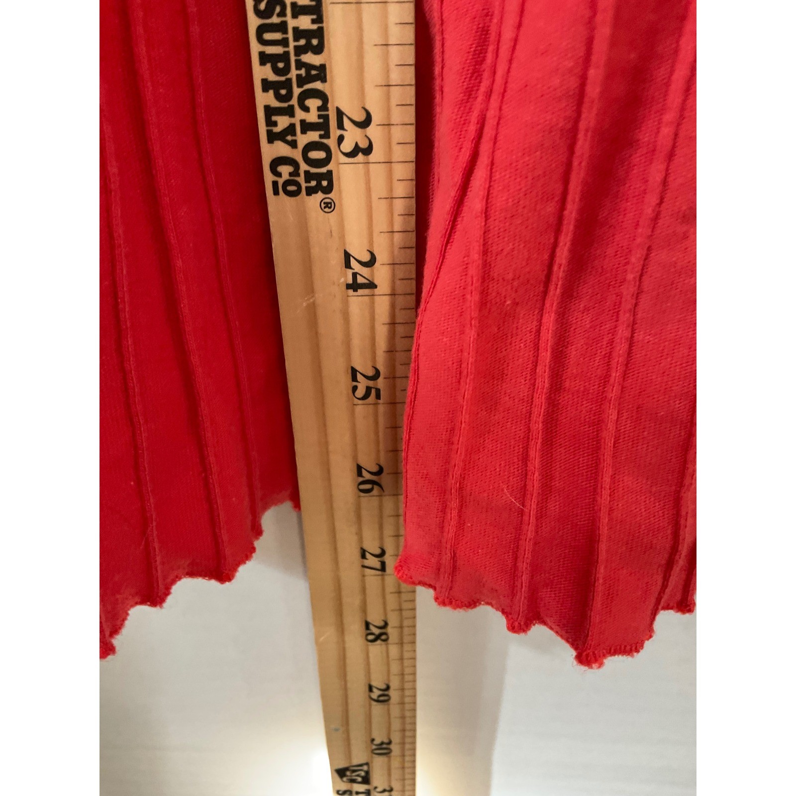 Soft Surroundings Red Ribbed Ruffle Hem 3/4 Sleeve Top 1X 5CK37 Cotton