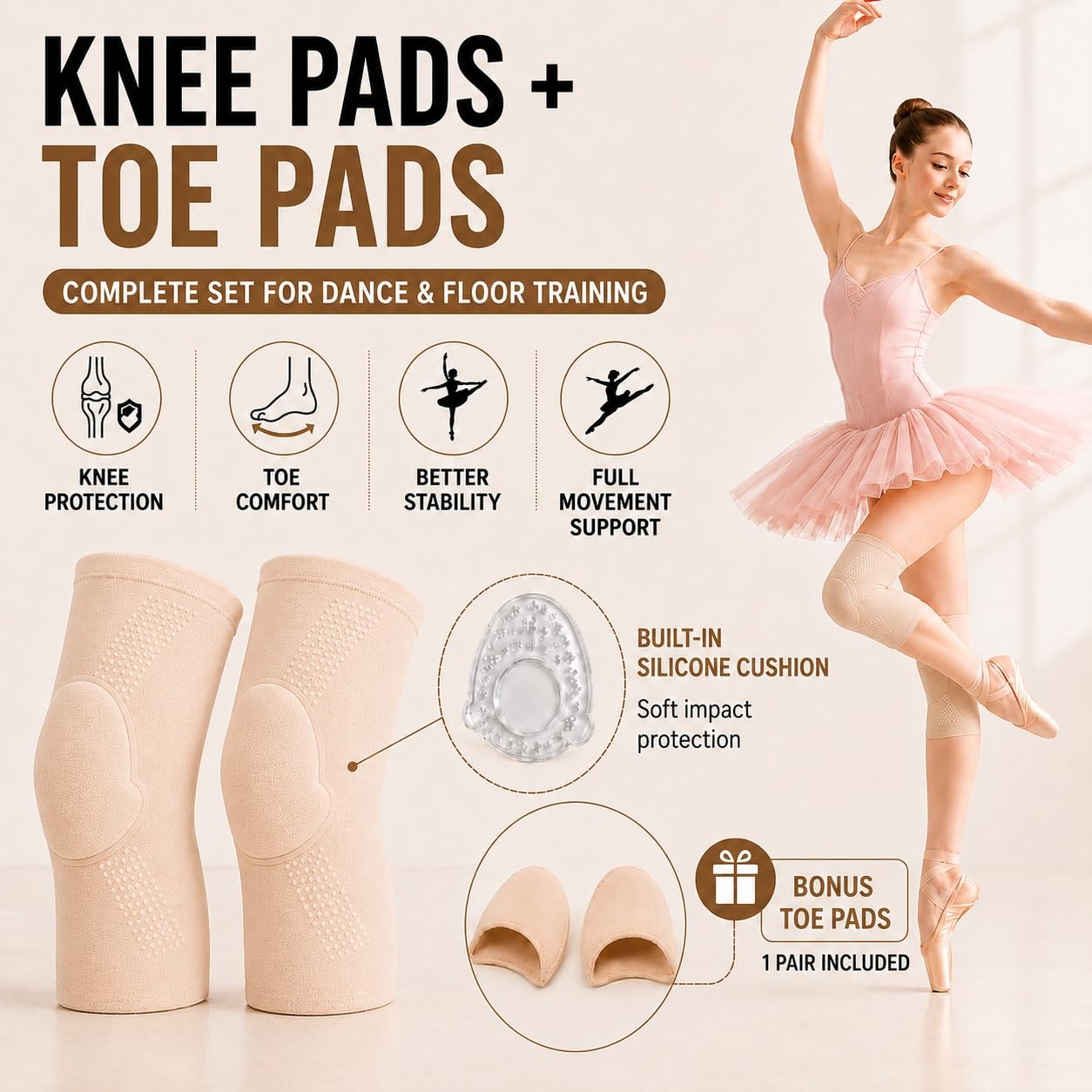 Colefoy Ballet Toe Pads Dance Knee Pads M