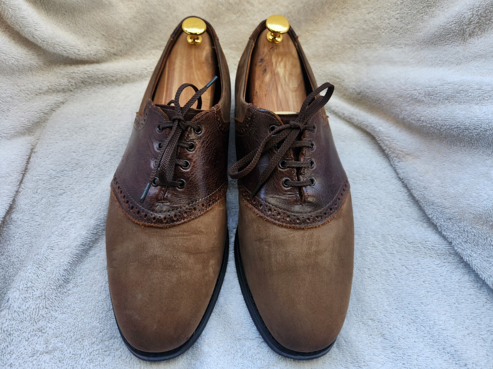 Allen Edmonds Two Tone Size 10 D Brown/Dark Brown Suede Dress Shoes 01350 Men