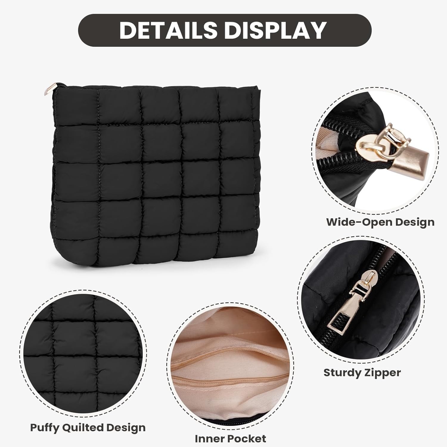 Puffy Quilted Soft Clutch – Large-Capacity Pouch with Inner Pocket (Multi-Color)