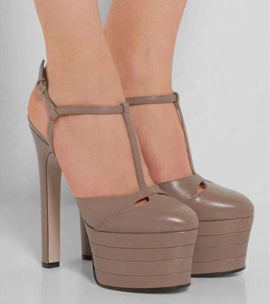 Elegant Womens Platform T-strap High Stilettos Rivets Pumps Fashion Sandals Club