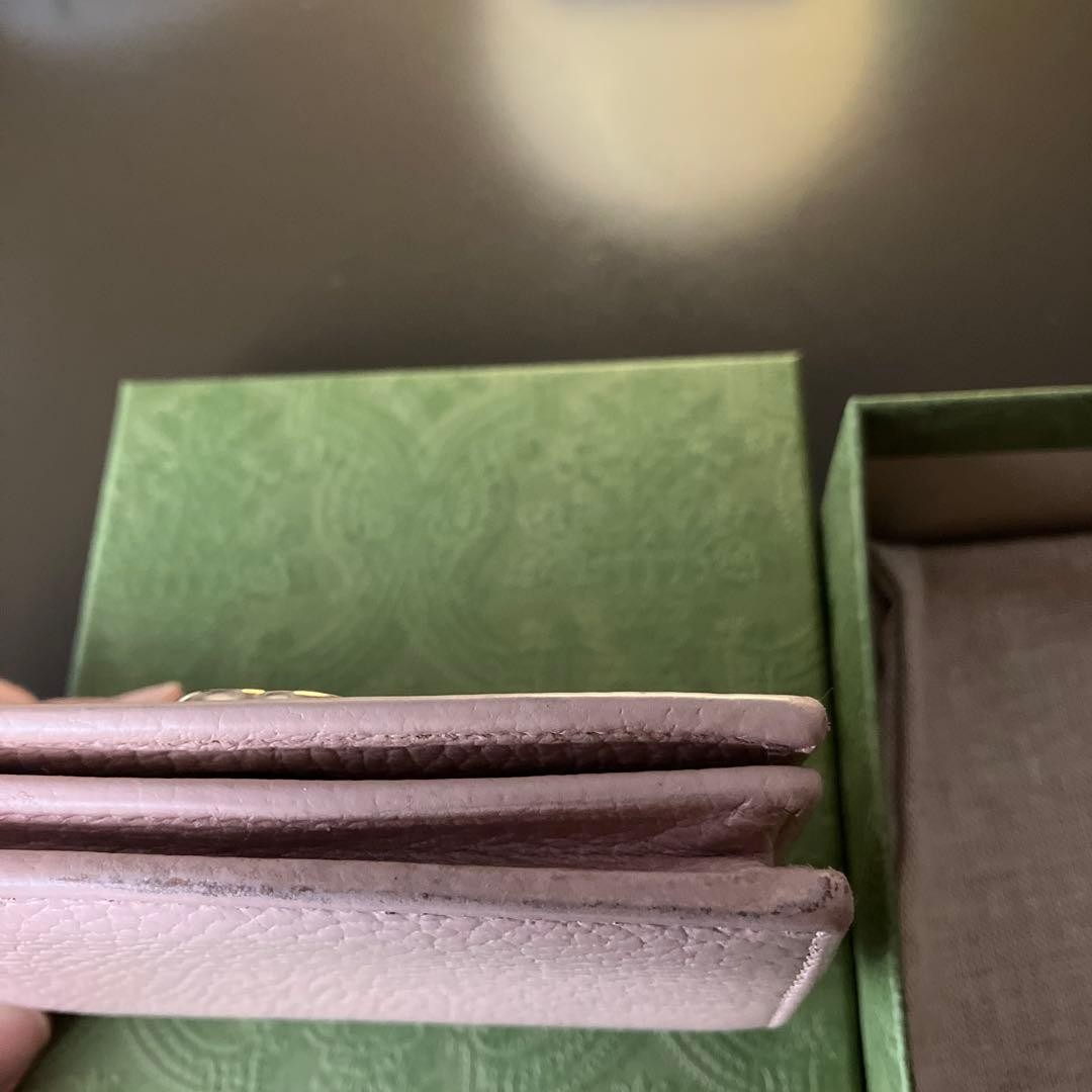 GUCCI Mini Wallet Marmont GG Logo Bi fold Pink