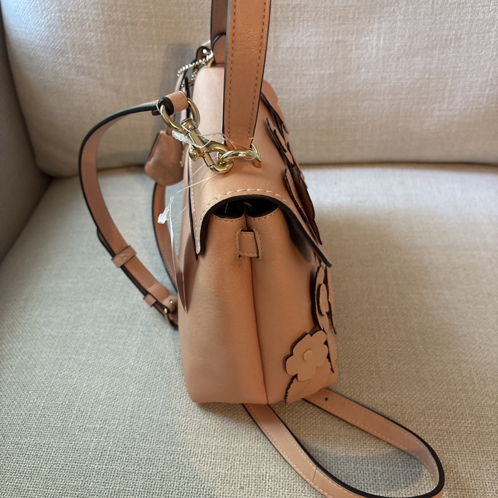 NWT COACH Emory Top Handle Bag with Floral Appliqué in Light Pink Color CDY44