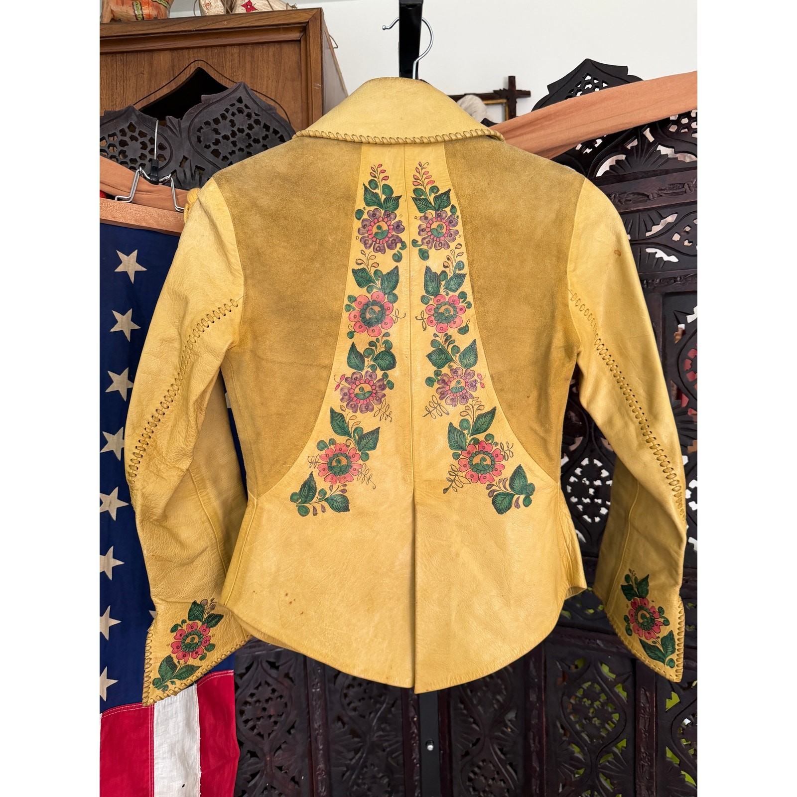 Vintage 60s 70s Char hand painted whipstitch jacket