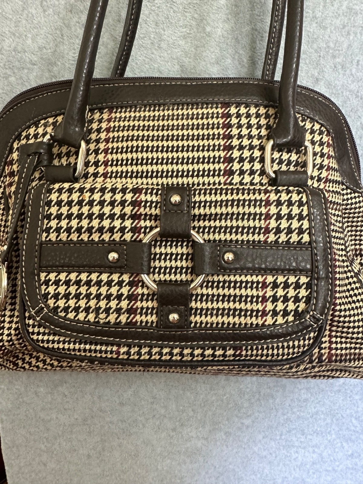 Chaps By Ralph Lauren Houndstooth Plaid Shoulder Bags Black or Brown You Choose