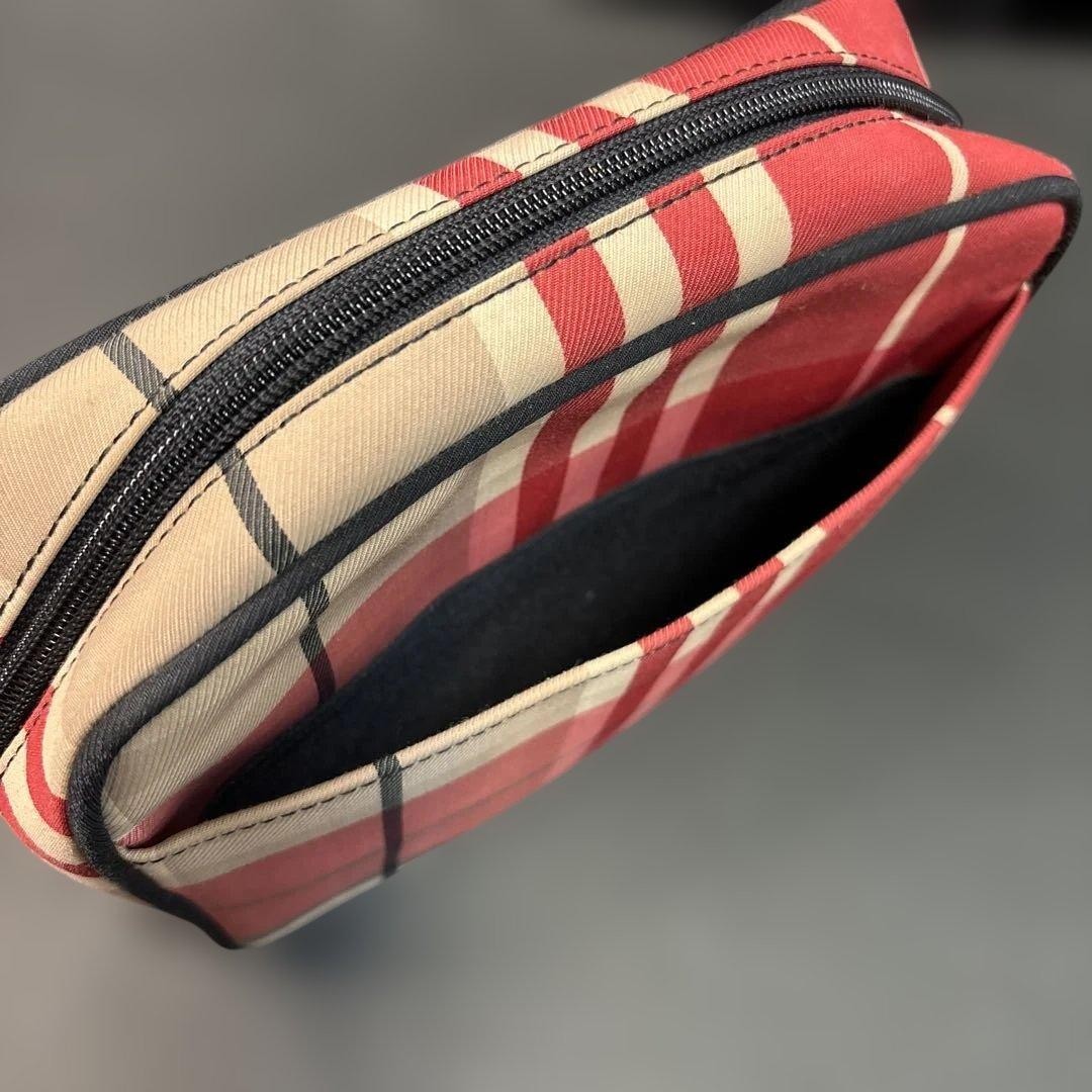 Burberry Plaid Pouch Vanity Clutch Nova Check 6.3×7.9in Used