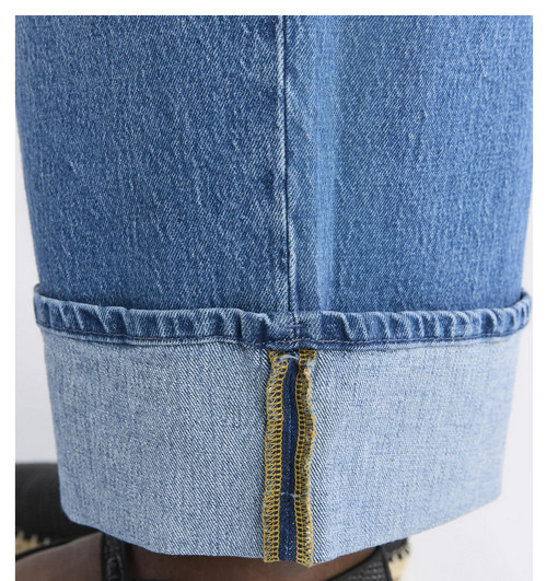 Free Assembly Womens Cotton High Rise Cuffed Jeans Light Indigo Wash SIZE 16