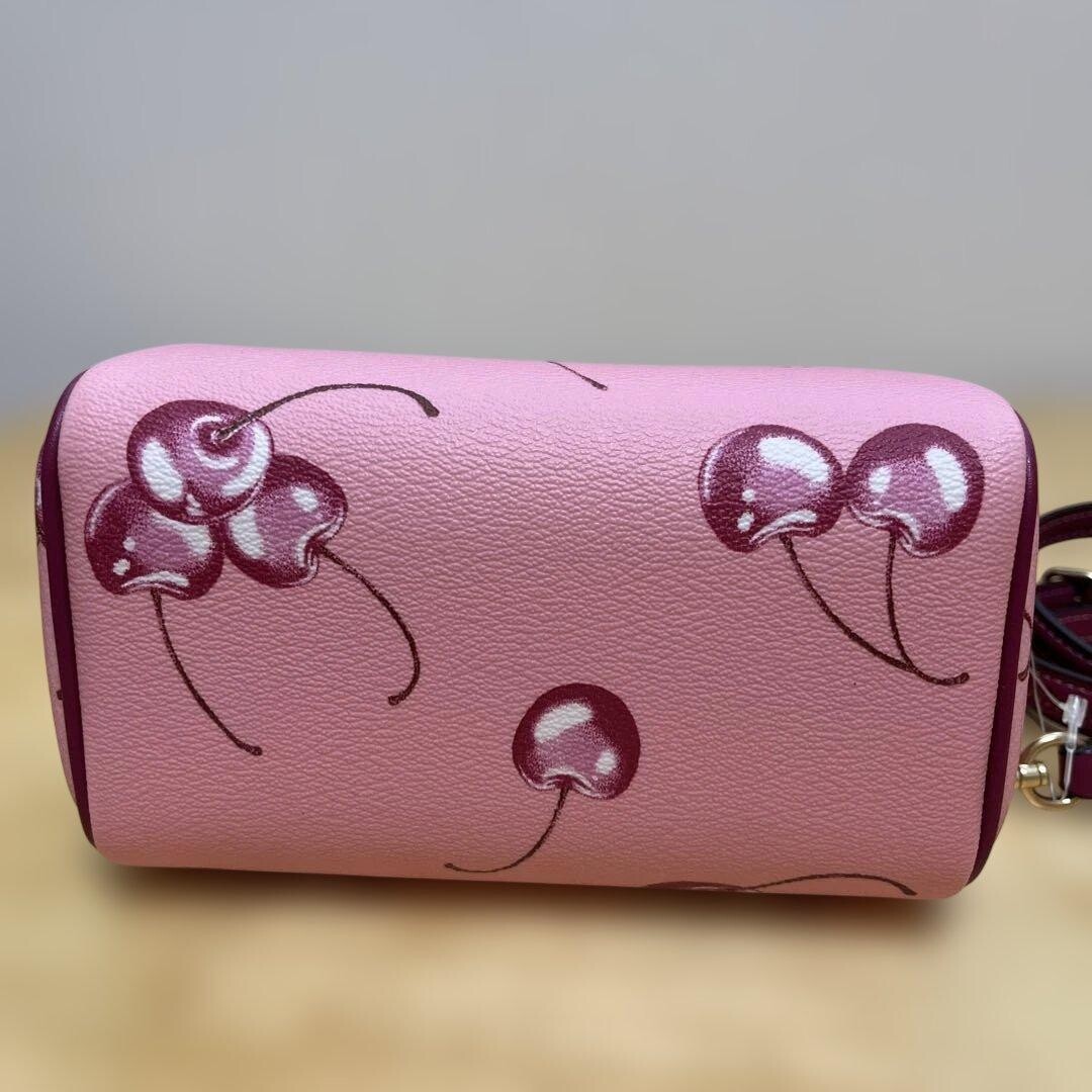 COACH Mini Boston bag Cherry Print 2way Pink Authentic From Japan