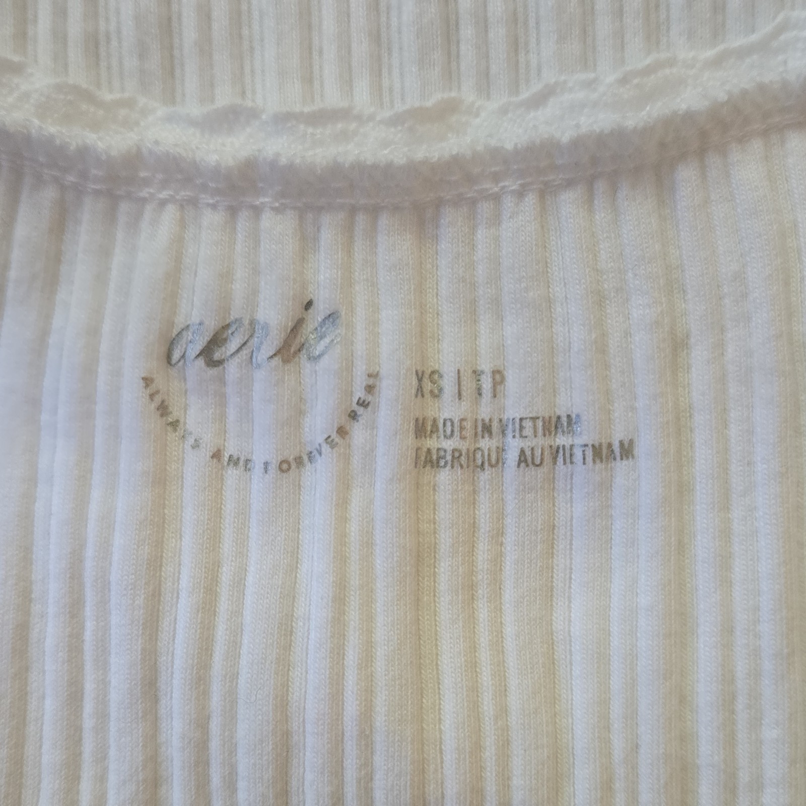 Aerie Women’s White Solid Scoop Neck Sleeveless Knit Tank Top Size XS