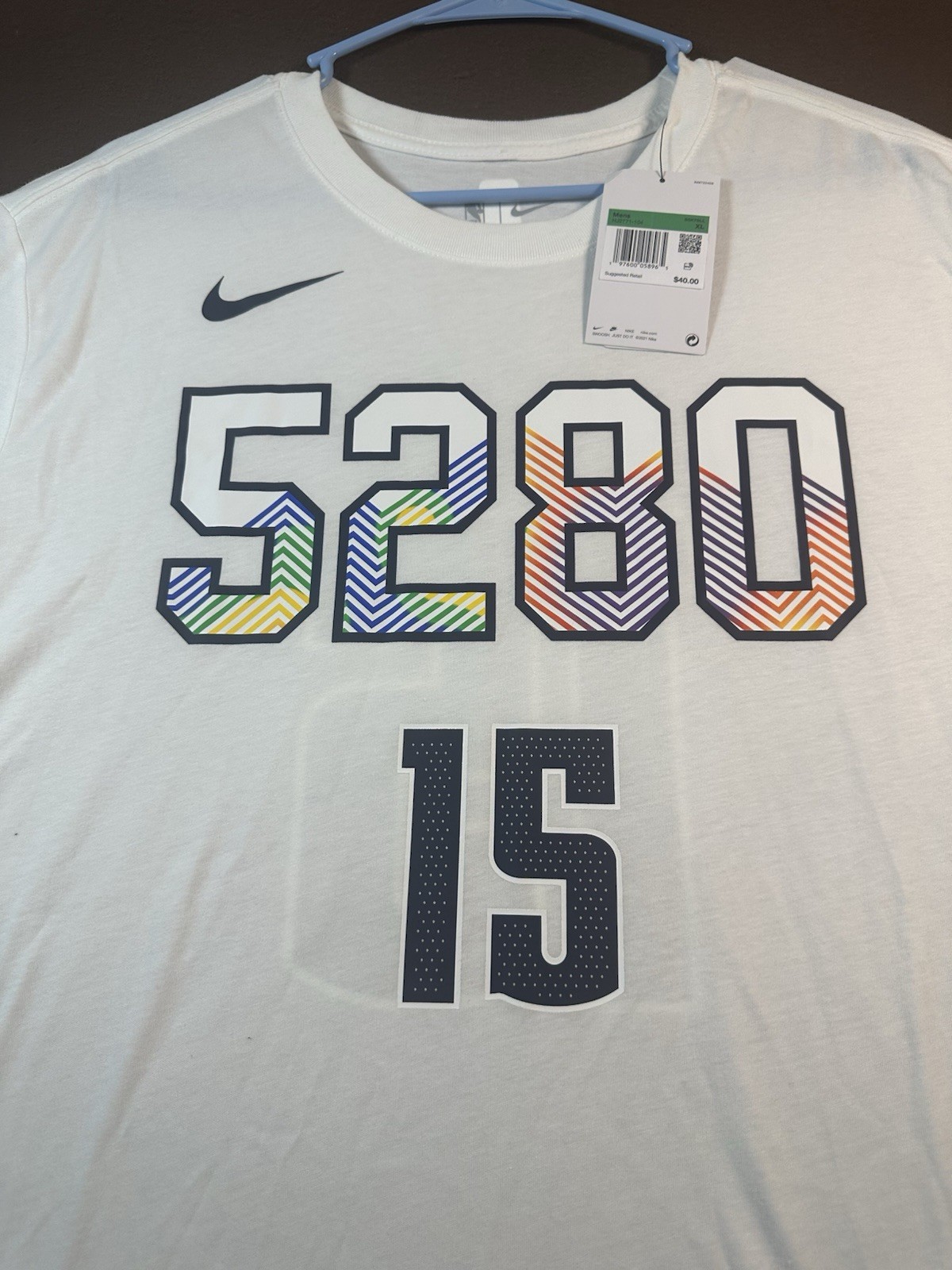 Denver Nuggets Nikola Jokic 15 Nike 5280 City Edition White Shirt Mens XL NBA