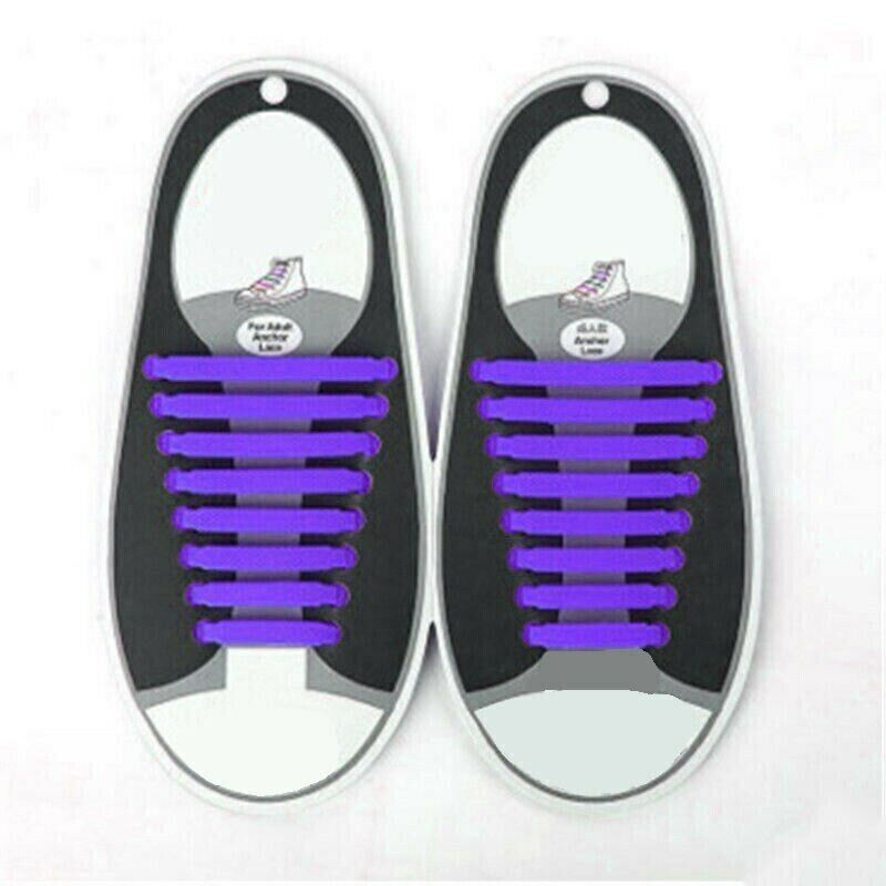 16Pcs Easy No Tie Shoelaces Elastic Silicone Flat Lazy Shoe Lace Strings Adult