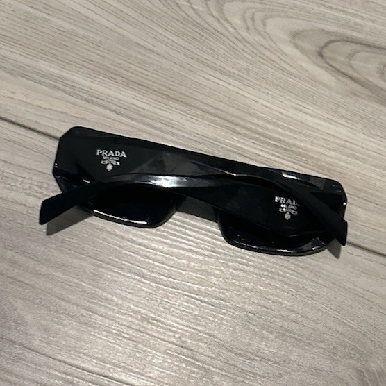 PRADA Women’s Oversized Square Sunglasses Black Frame/Lens Plastic Tinted Logo
