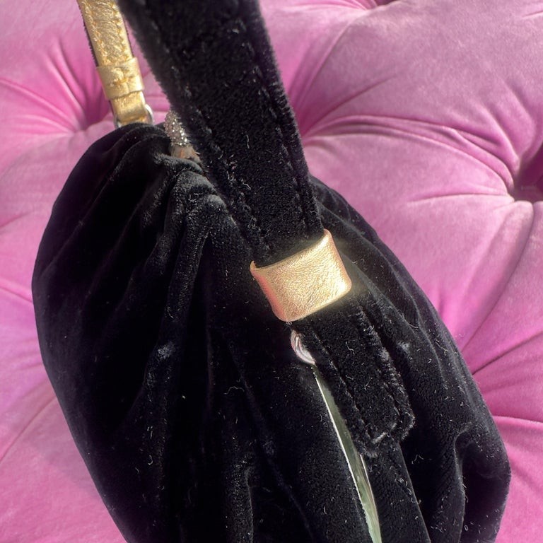 Dolce & Gabbana Black Velvet Evening Bag with Jewelry Closure, 1990s