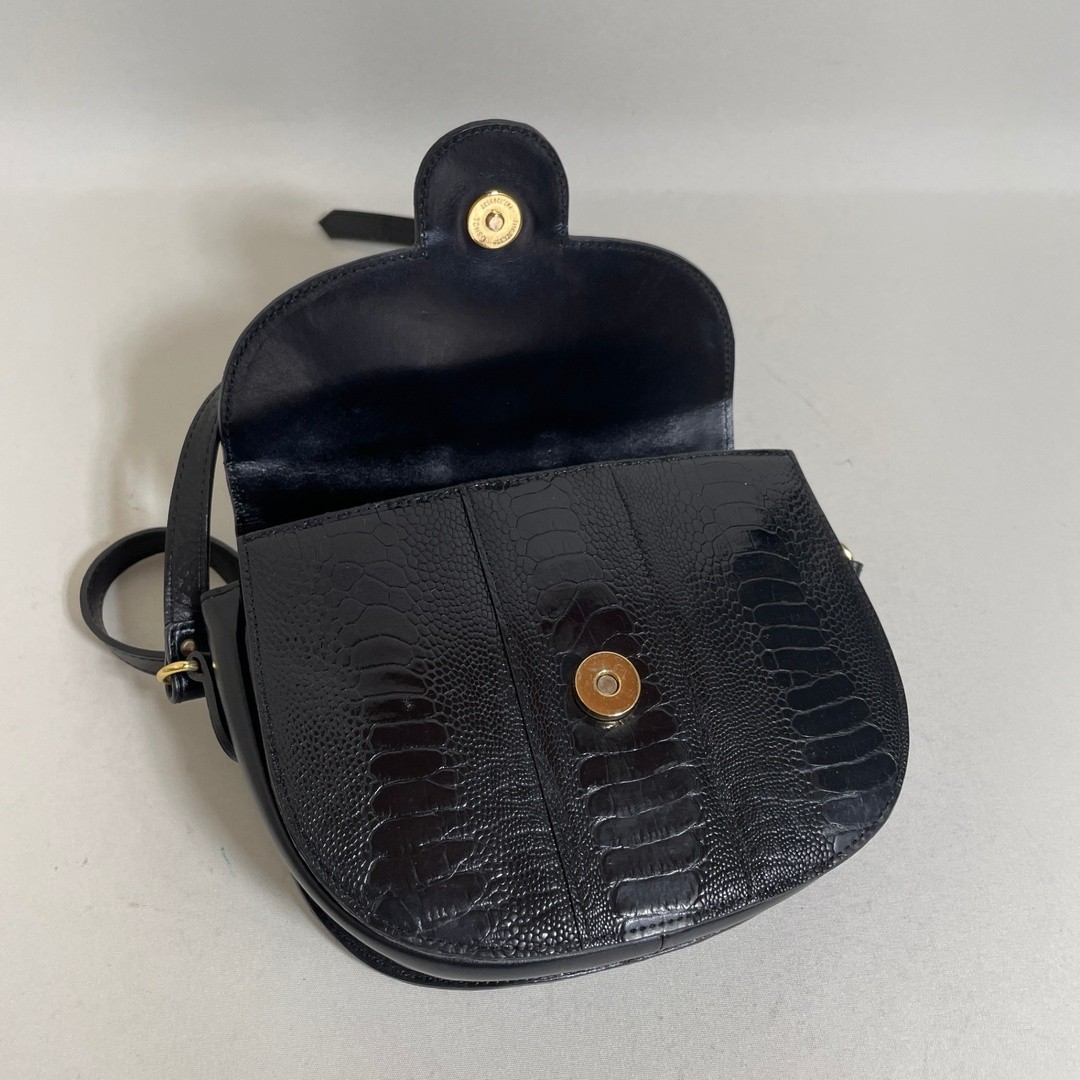 Yves Saint Laurent Shoulder bag Black lizard embossed Size: W:5.5 × H:5.1 in.