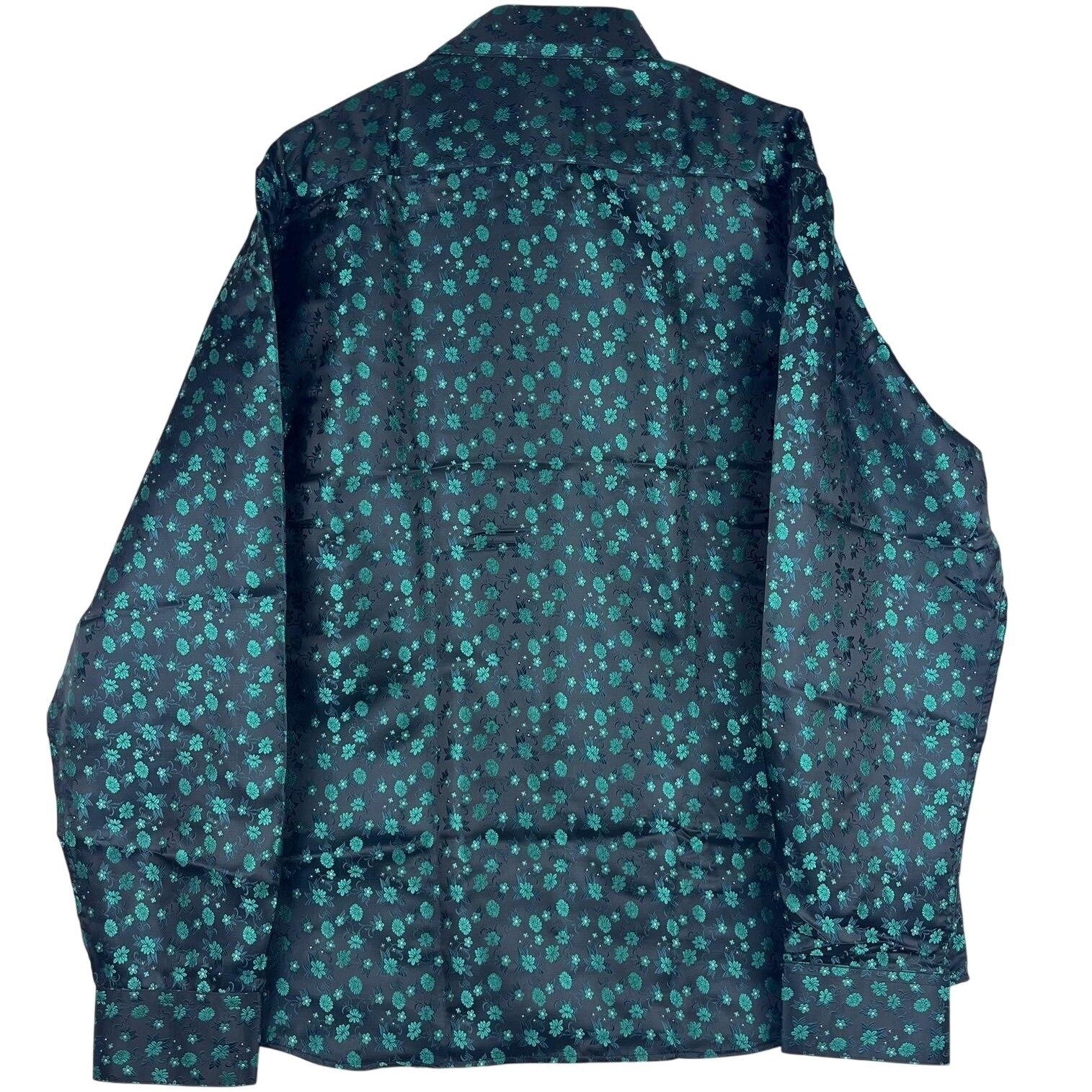 Barry Wang Floral Button Down Shirt Mens XL Black Emerald Green NWT