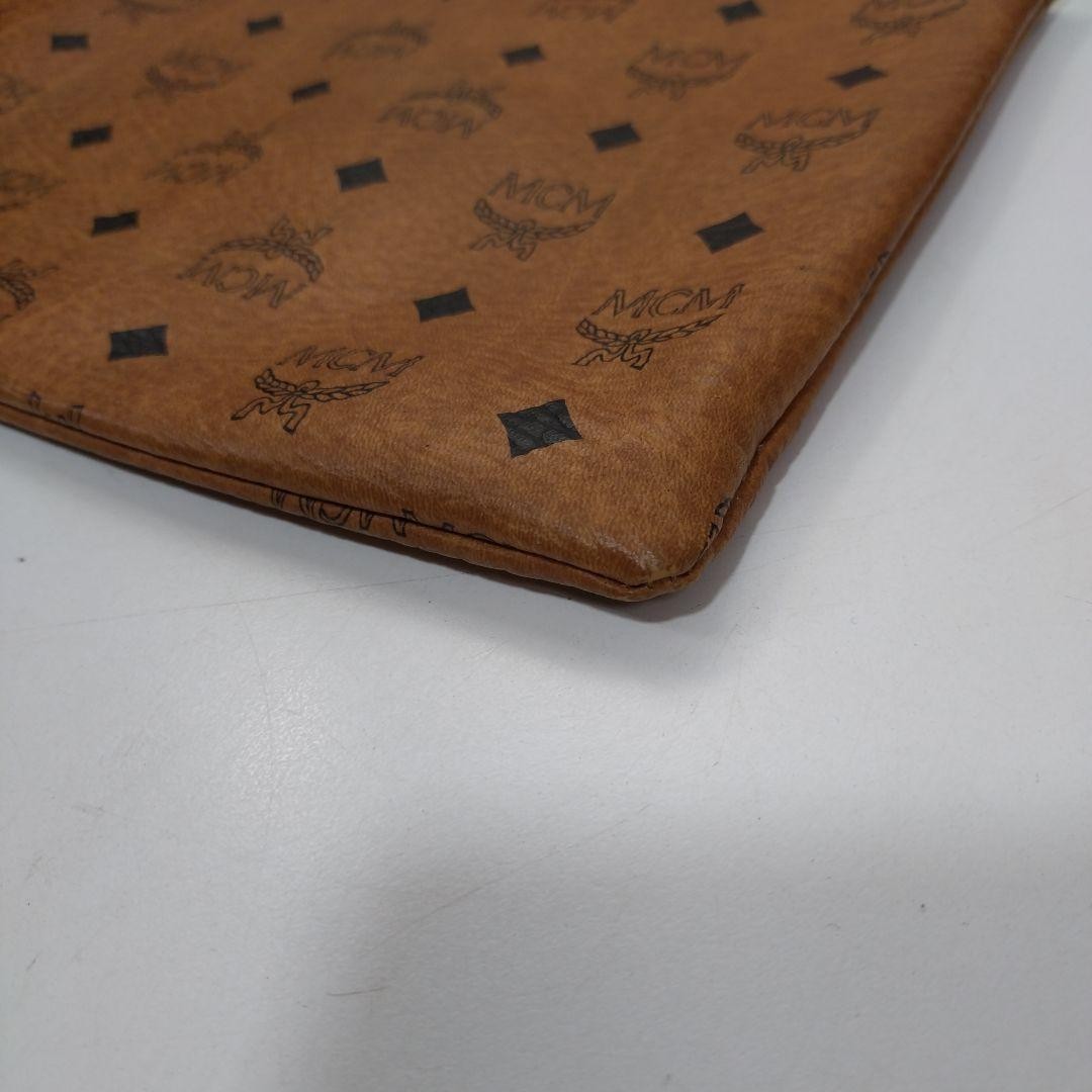 MCM Vintage Clutch Bag Pouch, Leather, 11.6×7.9 inches Used
