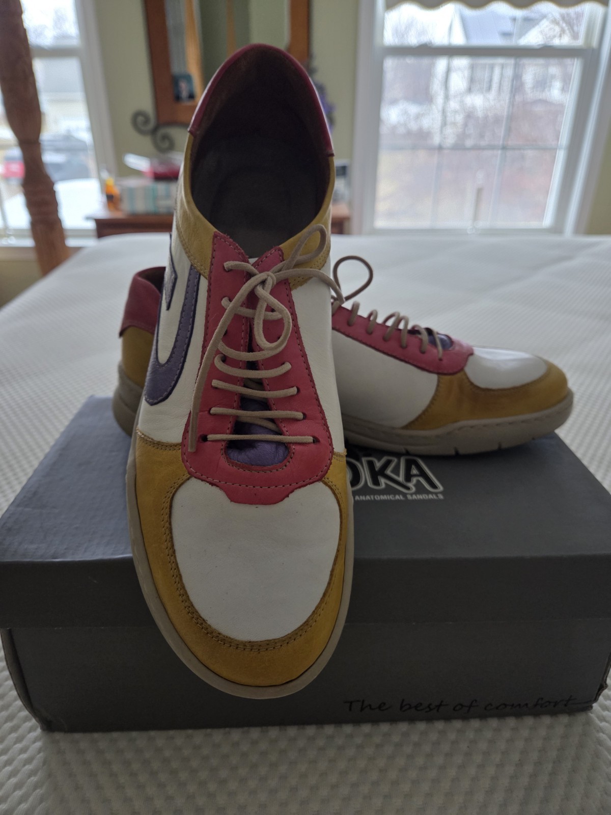 Karyoka leather comfort shoes multicolor loafers lace up women’s 39M/8.5 EUC