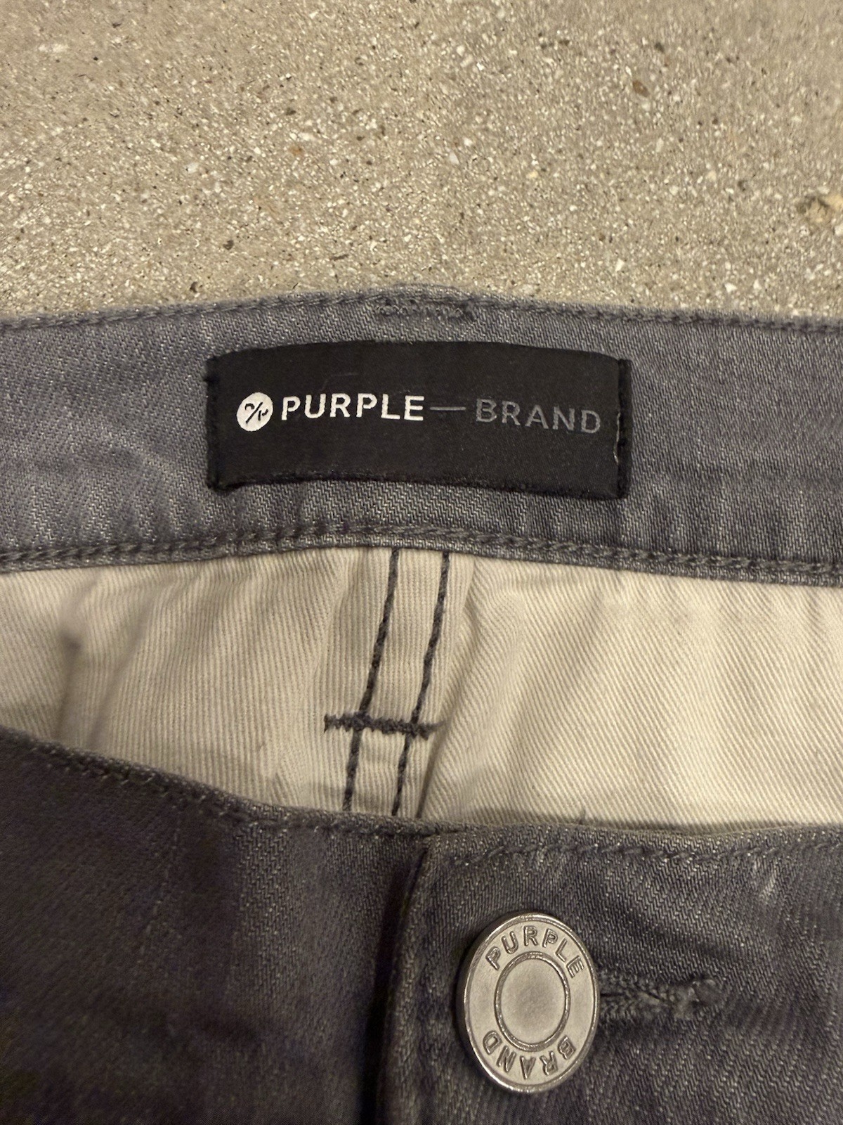 Purple Brand Men’s Gray Distressed Slim Jeans Dark Wash 5-Pocket Button