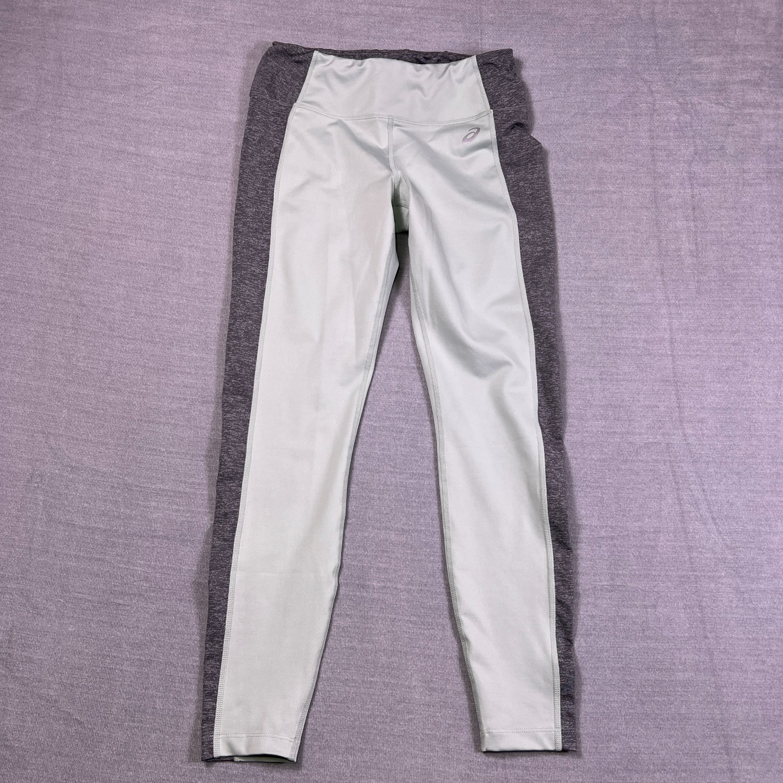 Asics Womens Gray & Mint Green Comfy Stretch Performance Running Leggings Size M