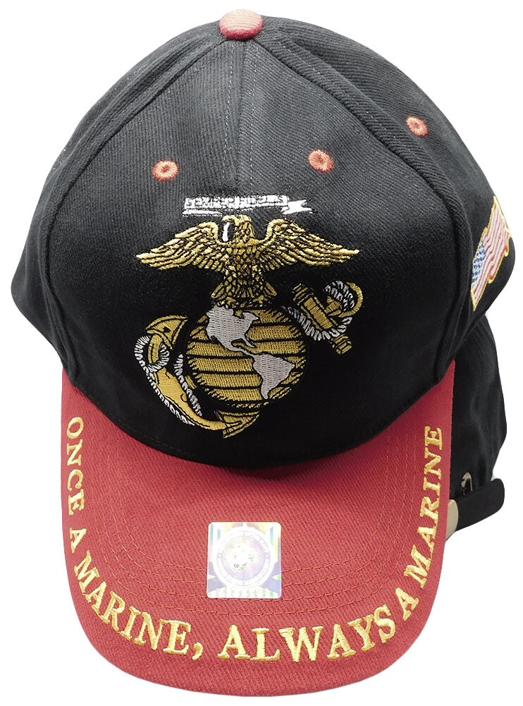 USMC SEMPER FI ONCE A MARINE ALWAYS A MARINE CORPS CAP HAT BLACK