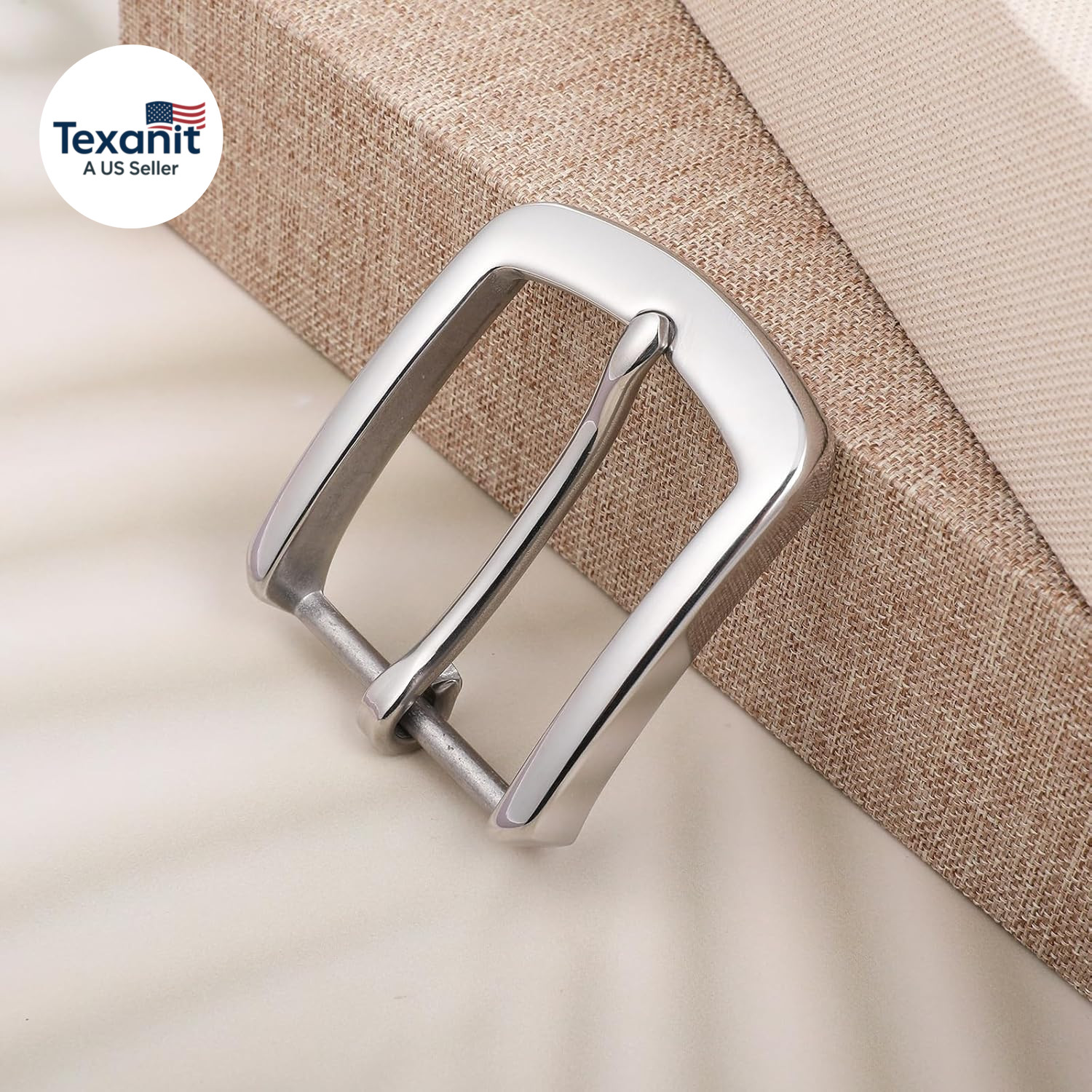 Silver Belt Buckle, 1.5 Inch Belt Buckles for Men, Stainless Steel Single Prong